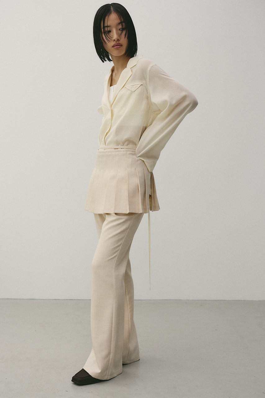 プリーツスカートレイヤードパンツ L/BEG M