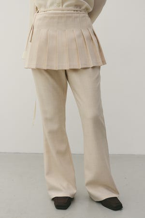プリーツスカートレイヤードパンツ