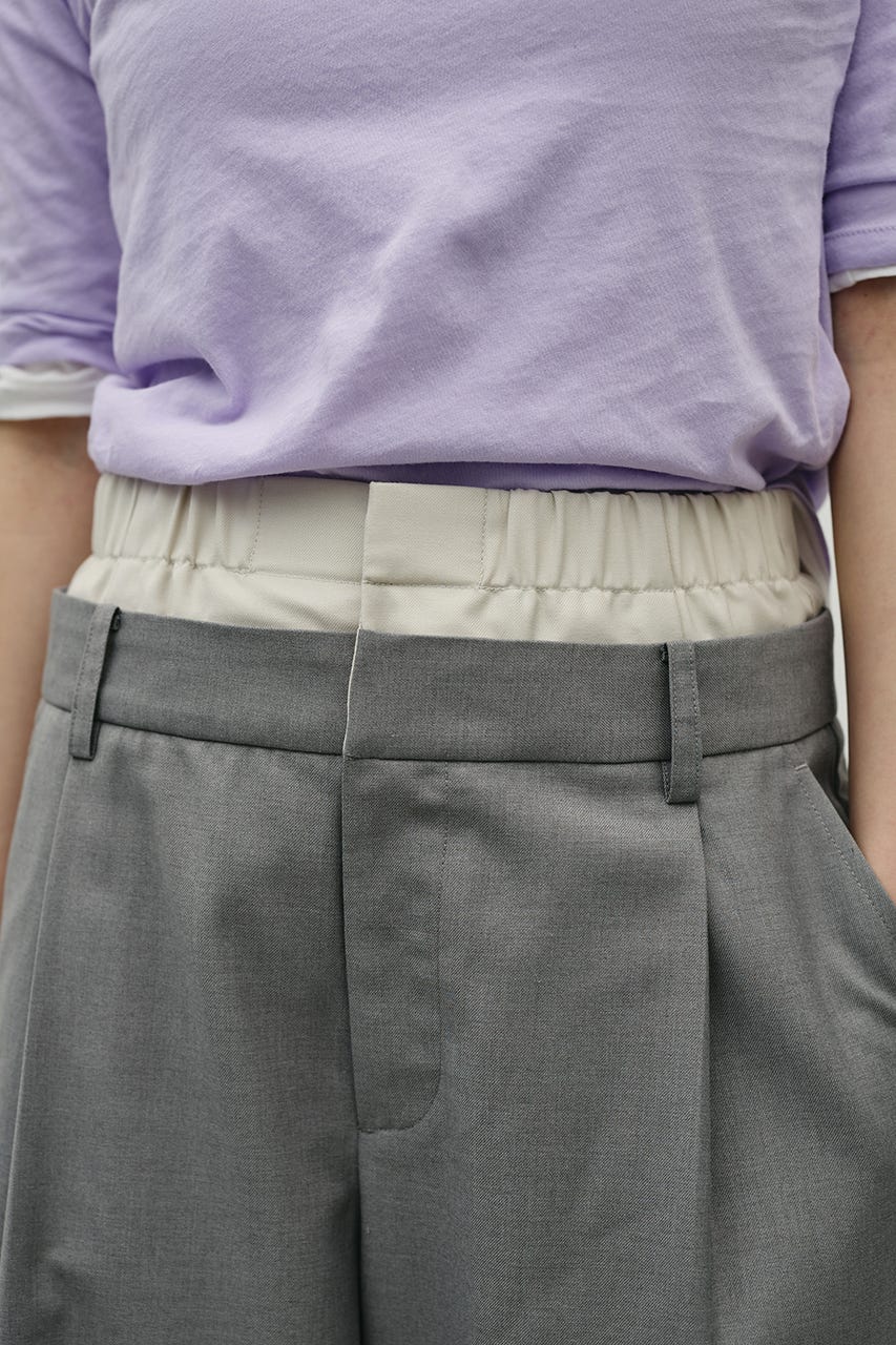 レイヤードローウエストパンツ GRY M