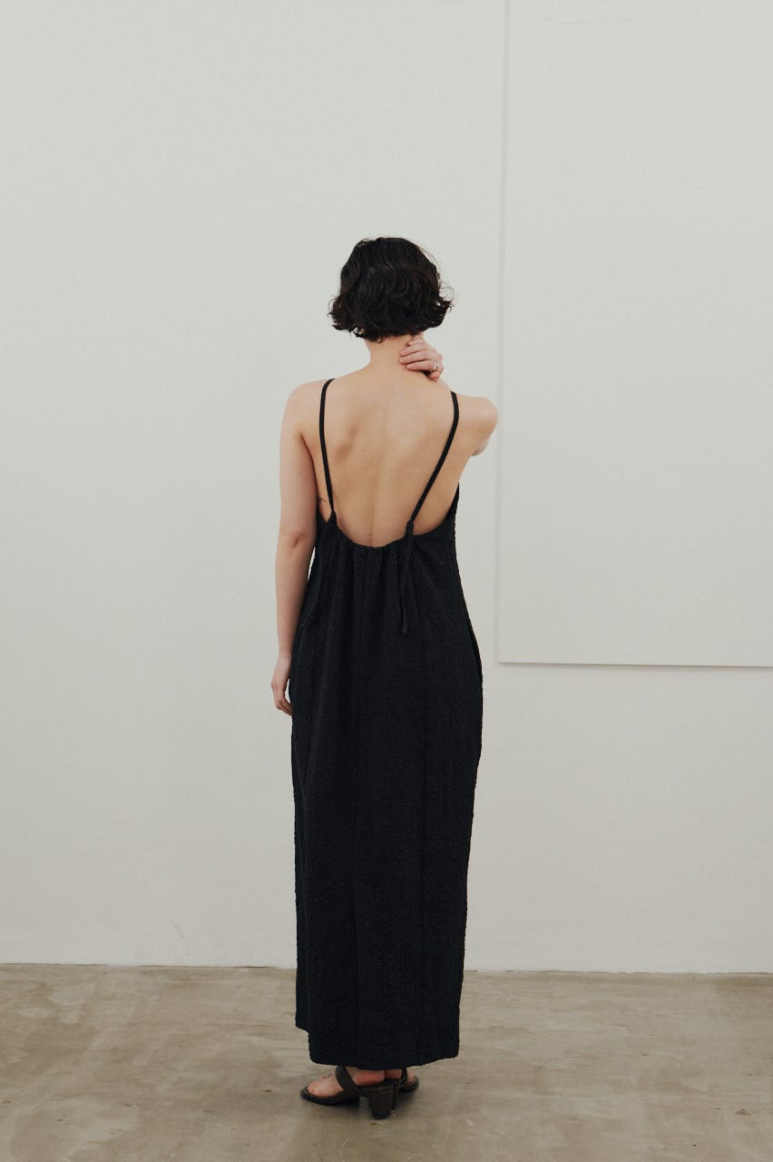 バックオープンナローキャミドレス BLK S