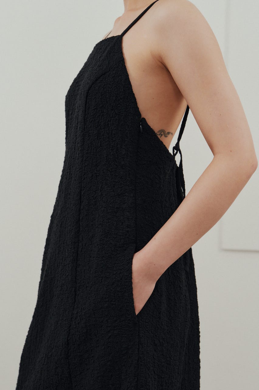 バックオープンナローキャミドレス BLK S