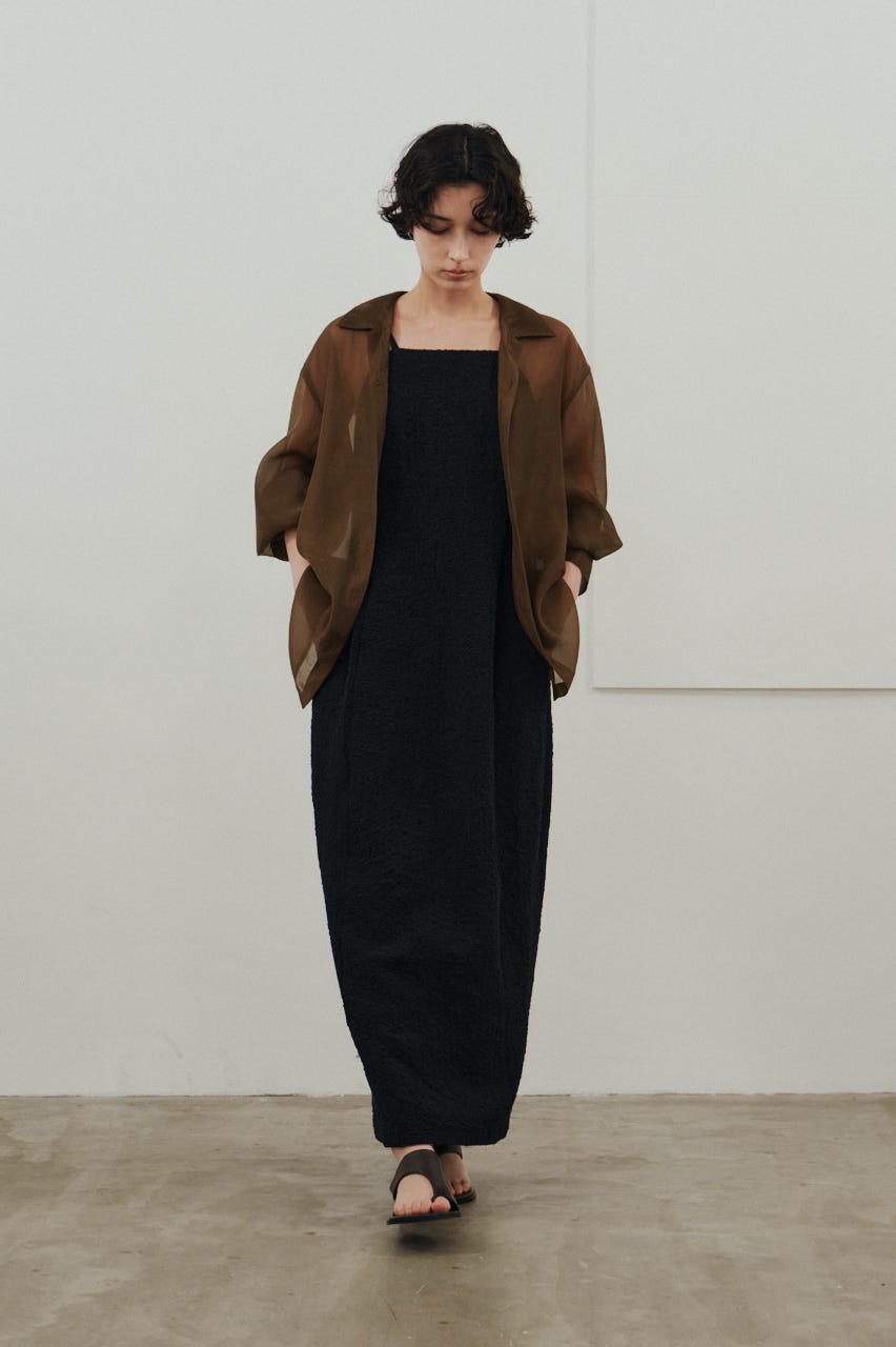 バックオープンナローキャミドレス BLK S