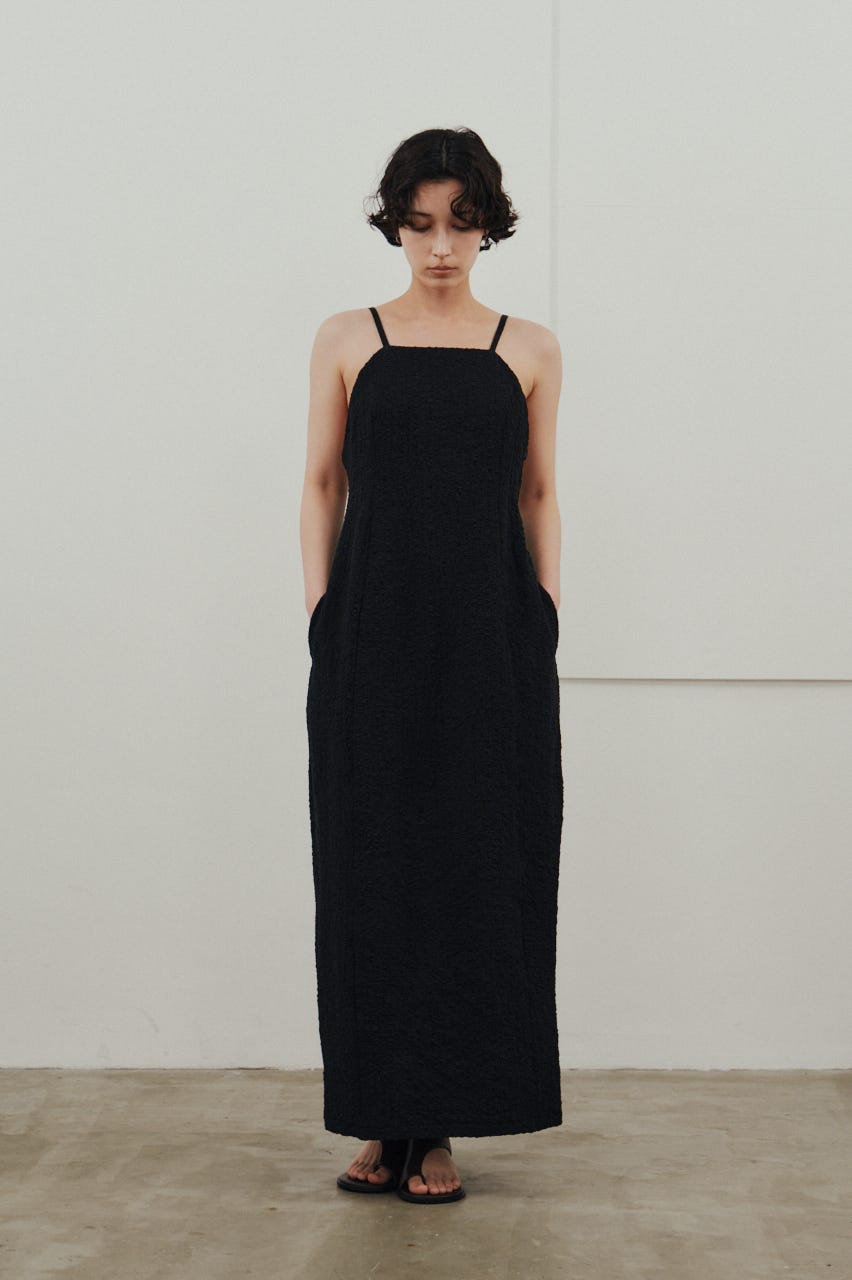 バックオープンナローキャミドレス BLK S