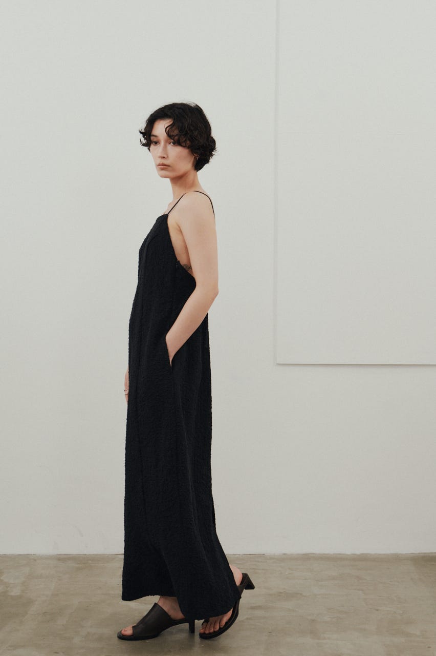 バックオープンナローキャミドレス BLK S