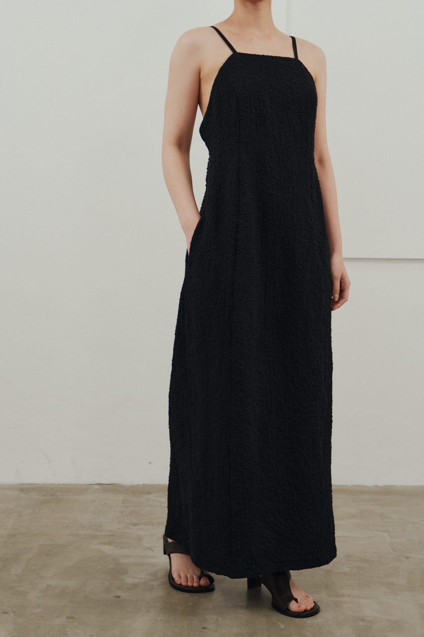 バックオープンナローキャミドレス BLK S