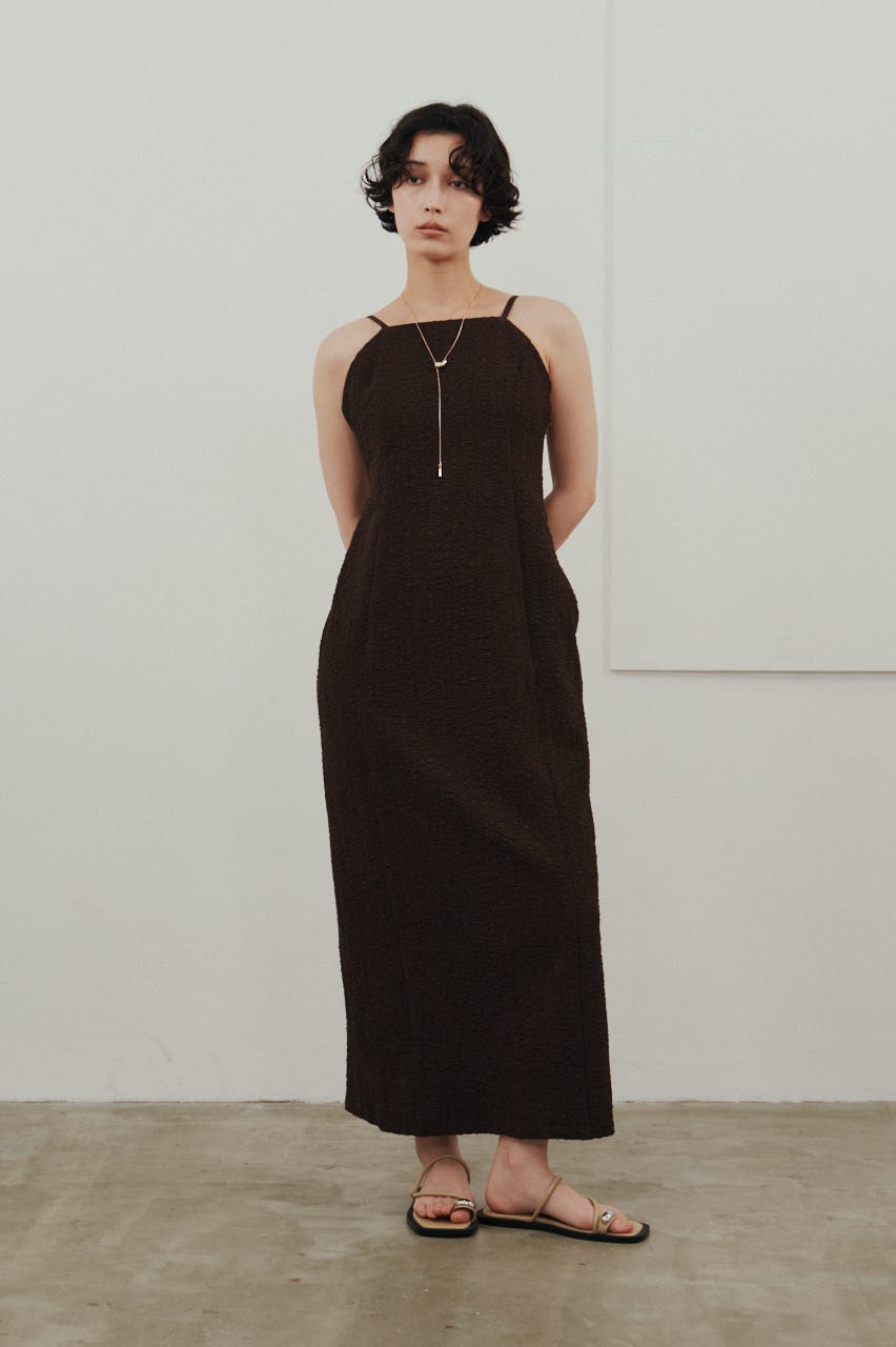 バックオープンナローキャミドレス BRN M