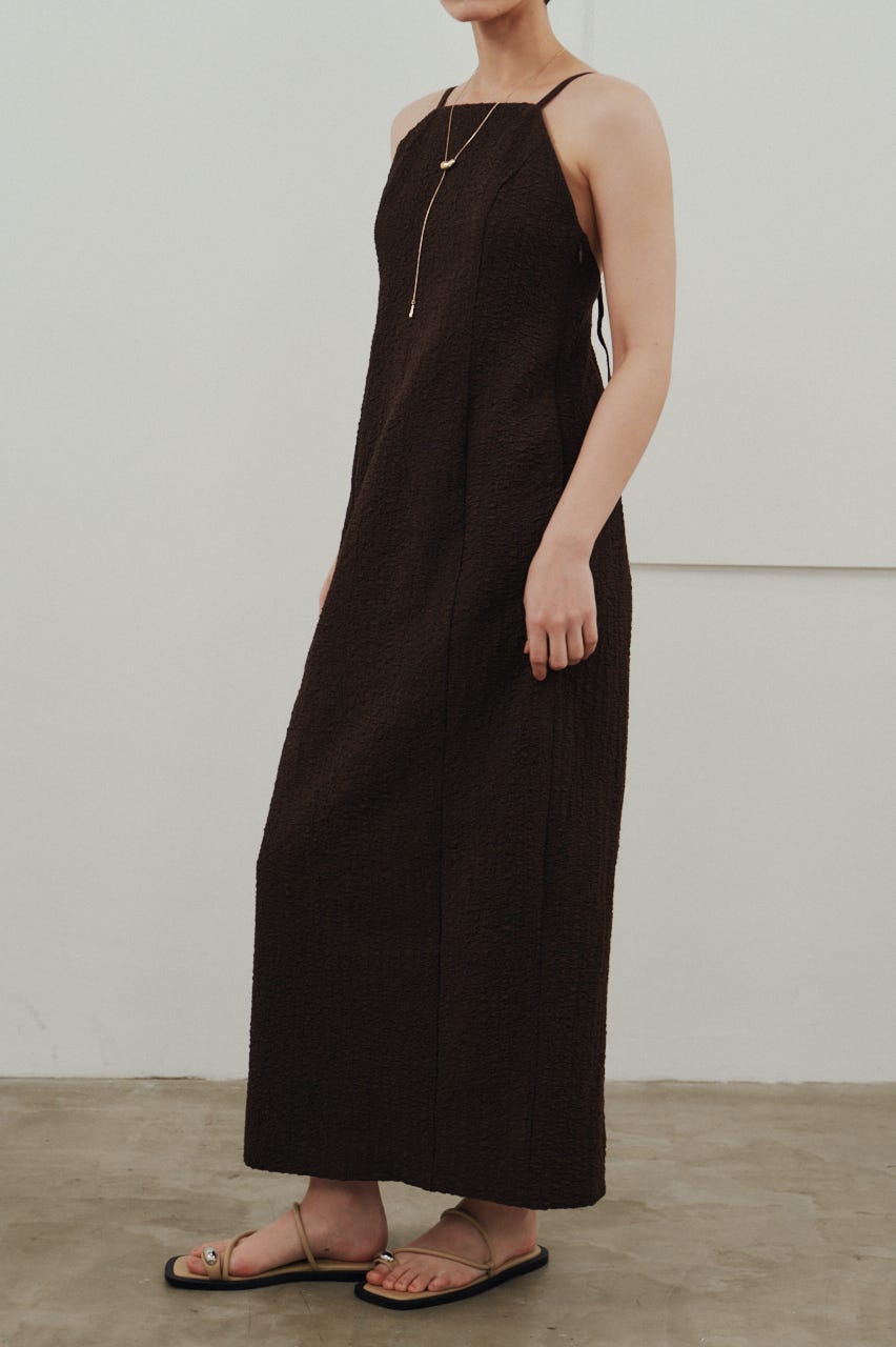 バックオープンナローキャミドレス BRN M