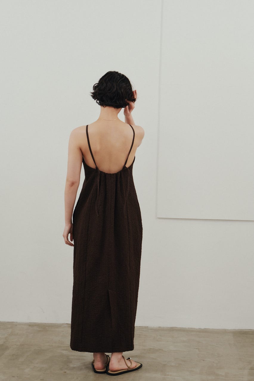 バックオープンナローキャミドレス BRN M