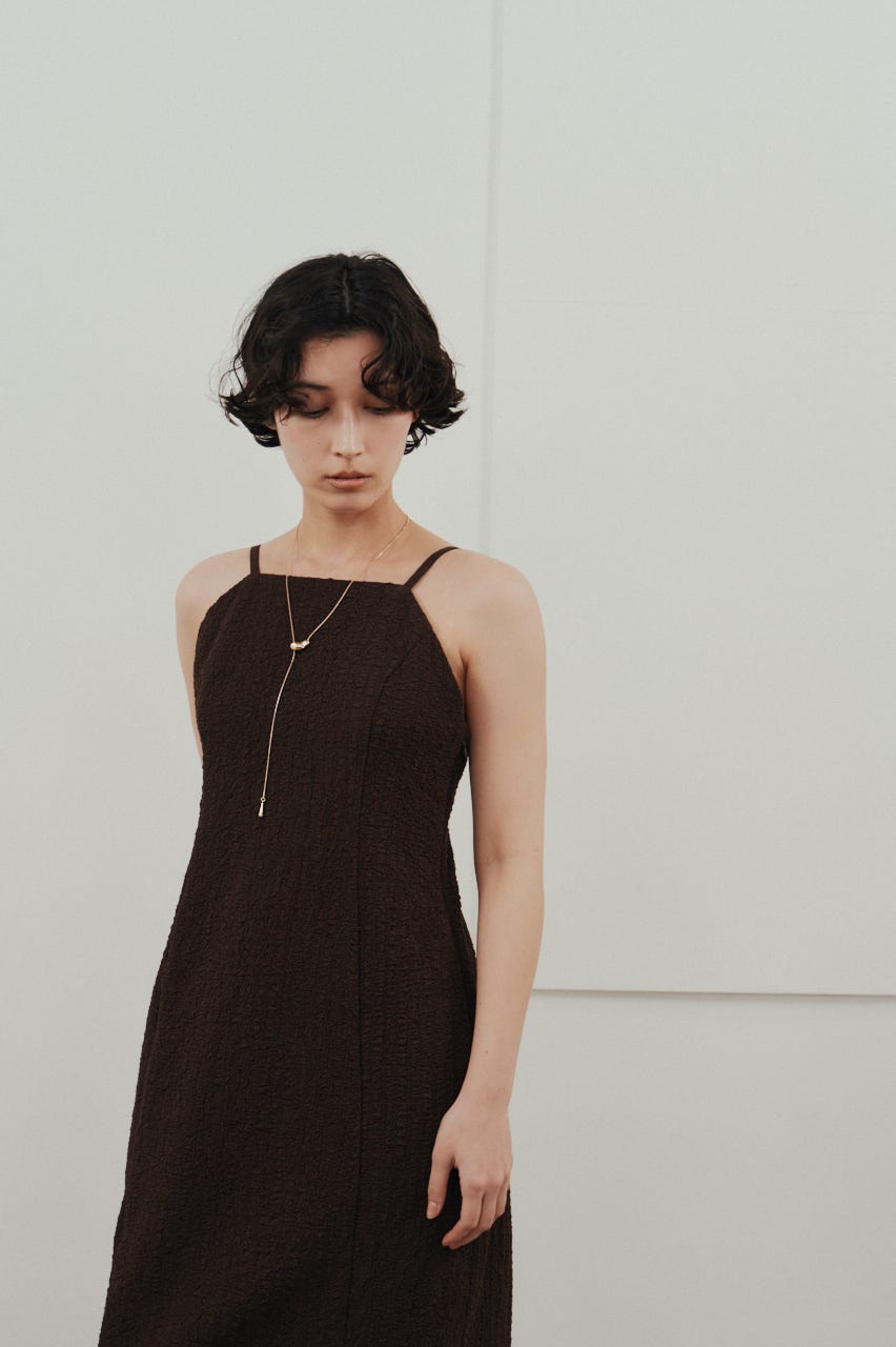 バックオープンナローキャミドレス BRN M