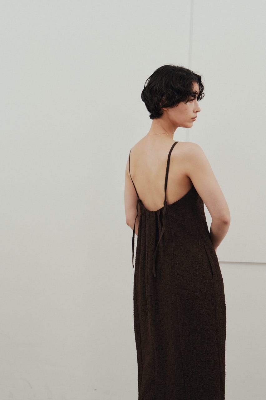 バックオープンナローキャミドレス BRN M