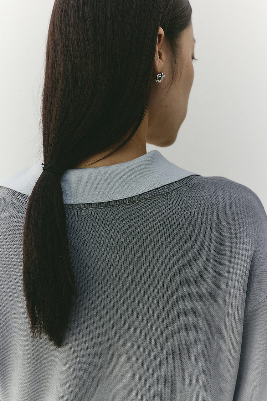 レイヤードポロニットトップ GRY FREE