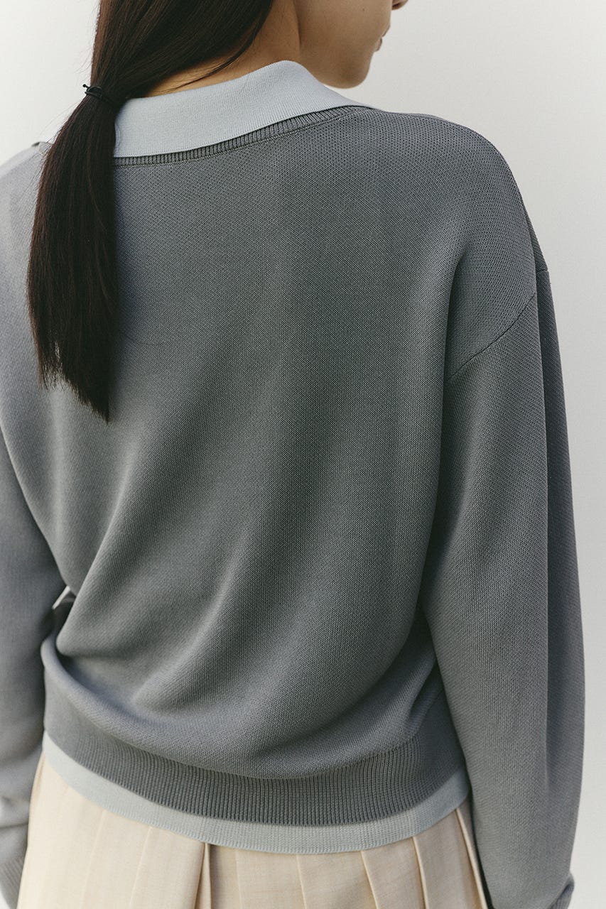 レイヤードポロニットトップ GRY FREE