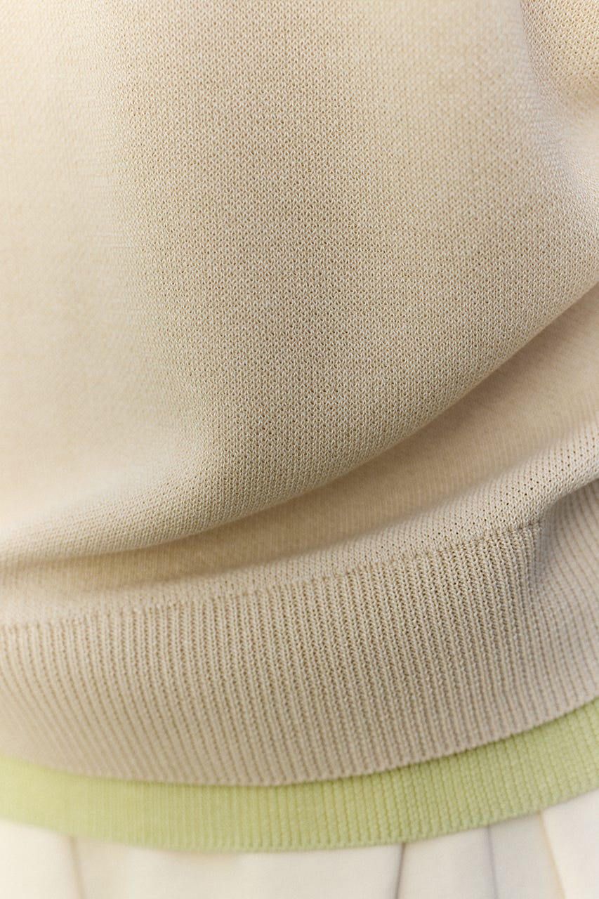 レイヤードポロニットトップ L/BEG FREE