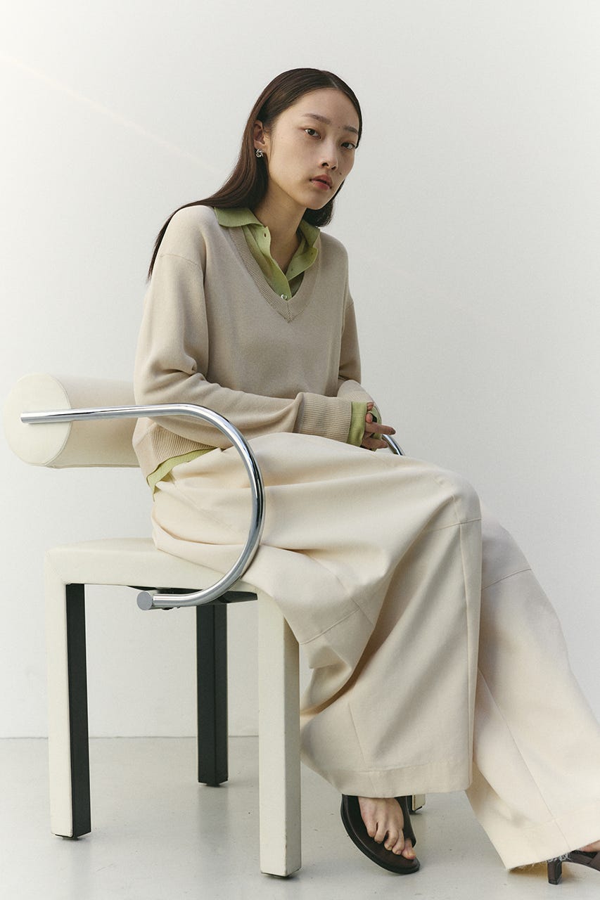 レイヤードポロニットトップ L/BEG FREE