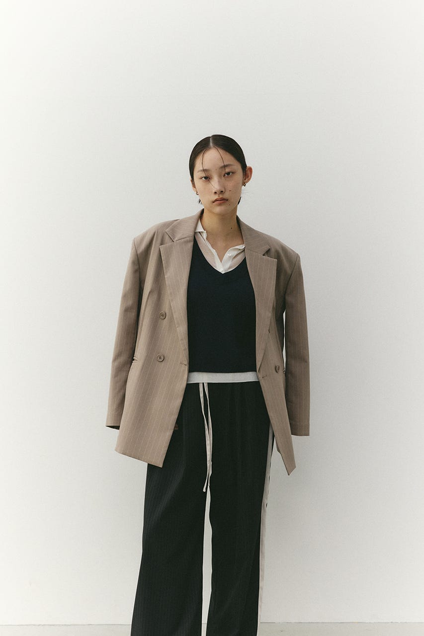 レイヤードポロニットトップ NVY FREE