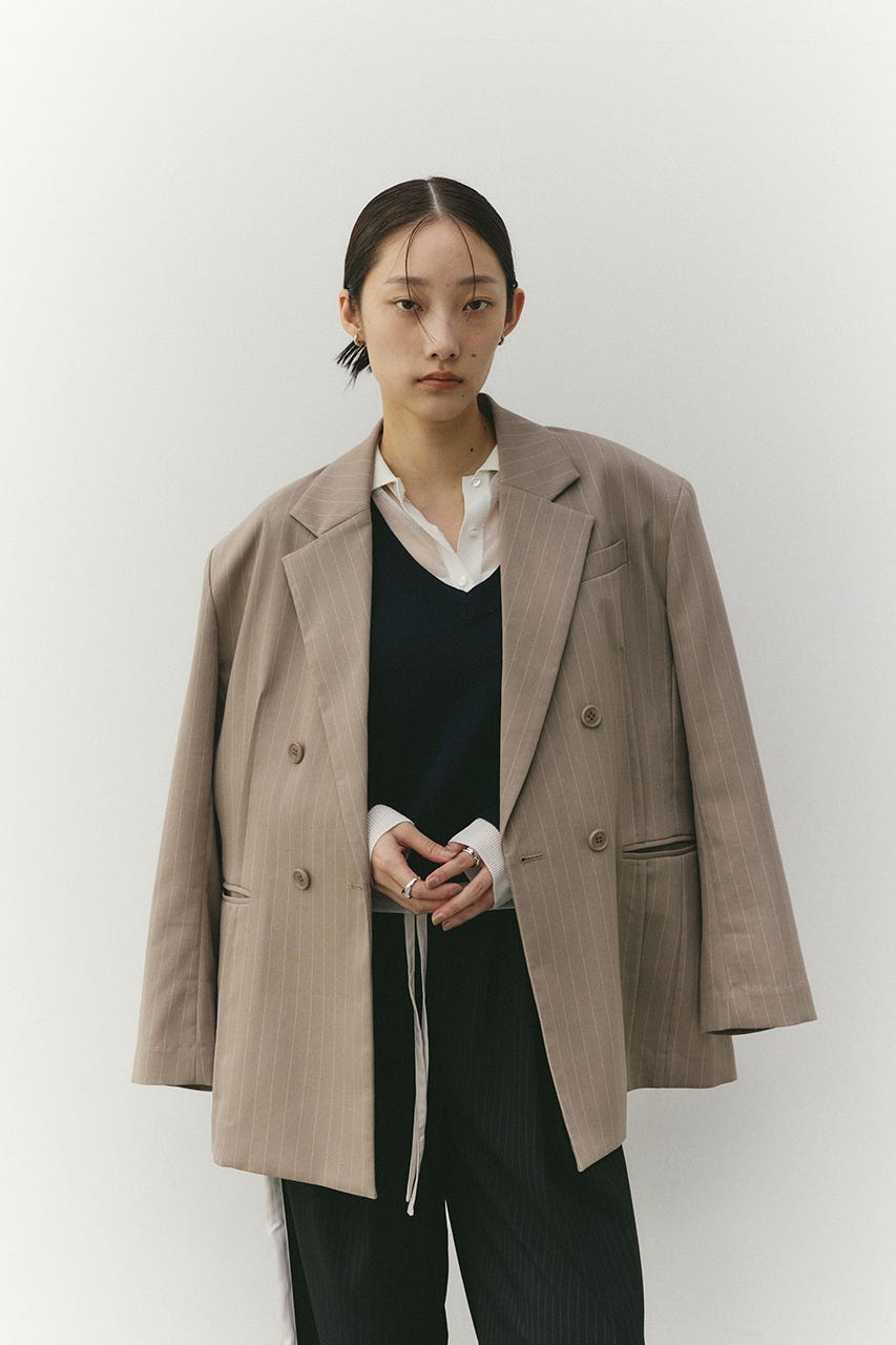 レイヤードポロニットトップ NVY FREE