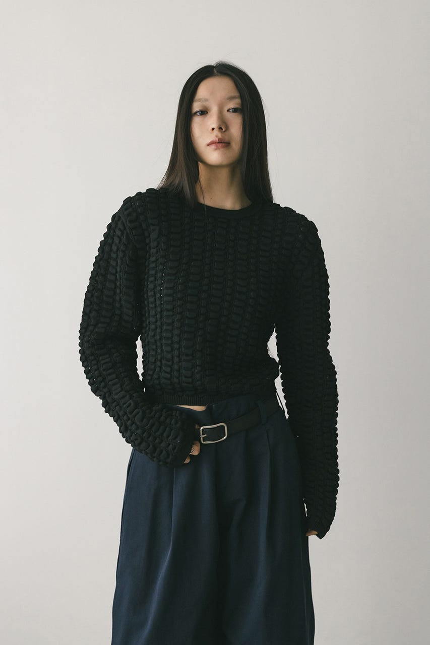 フラッフィーニットトップ BLK FREE