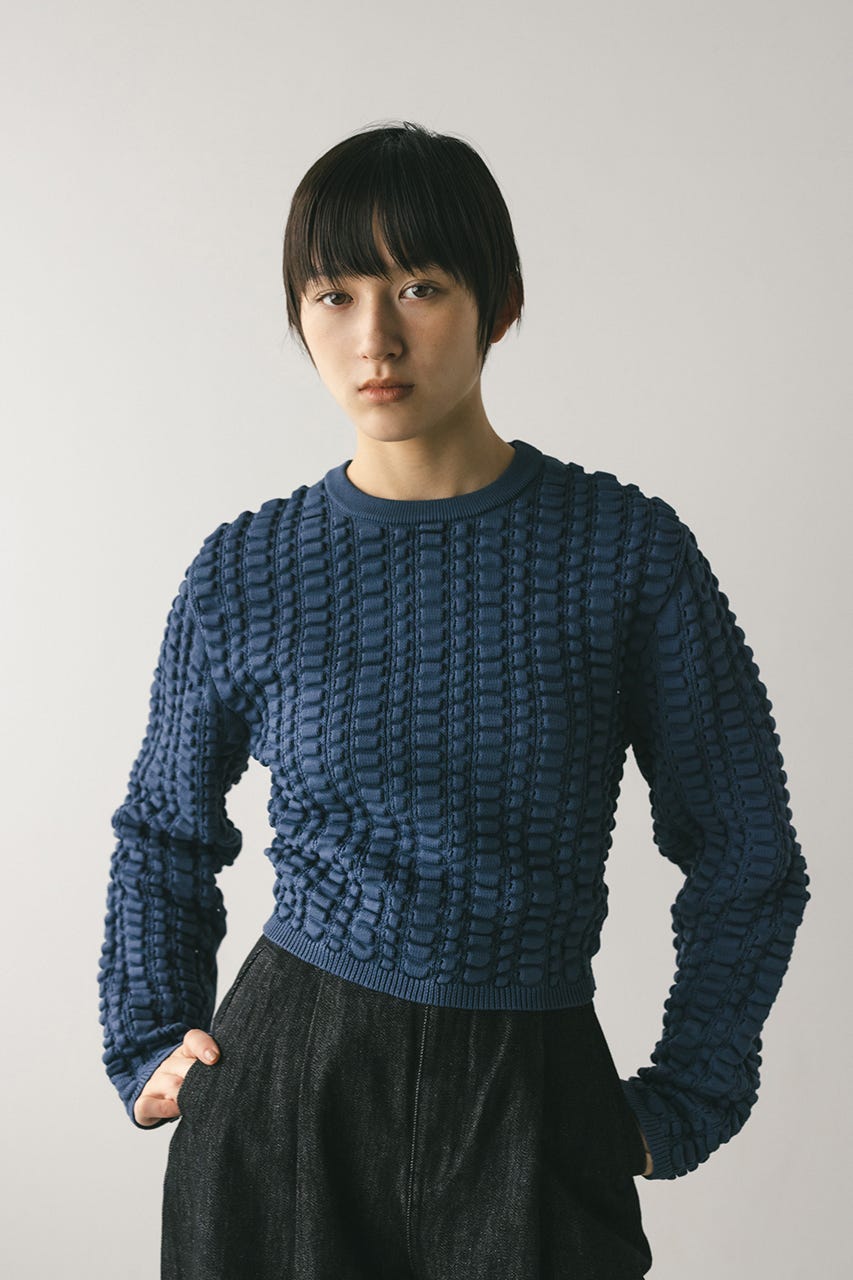 フラッフィーニットトップ BLU FREE