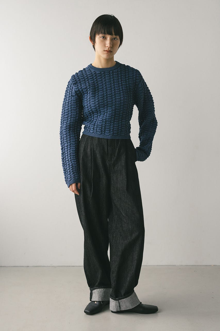 フラッフィーニットトップ BLU FREE