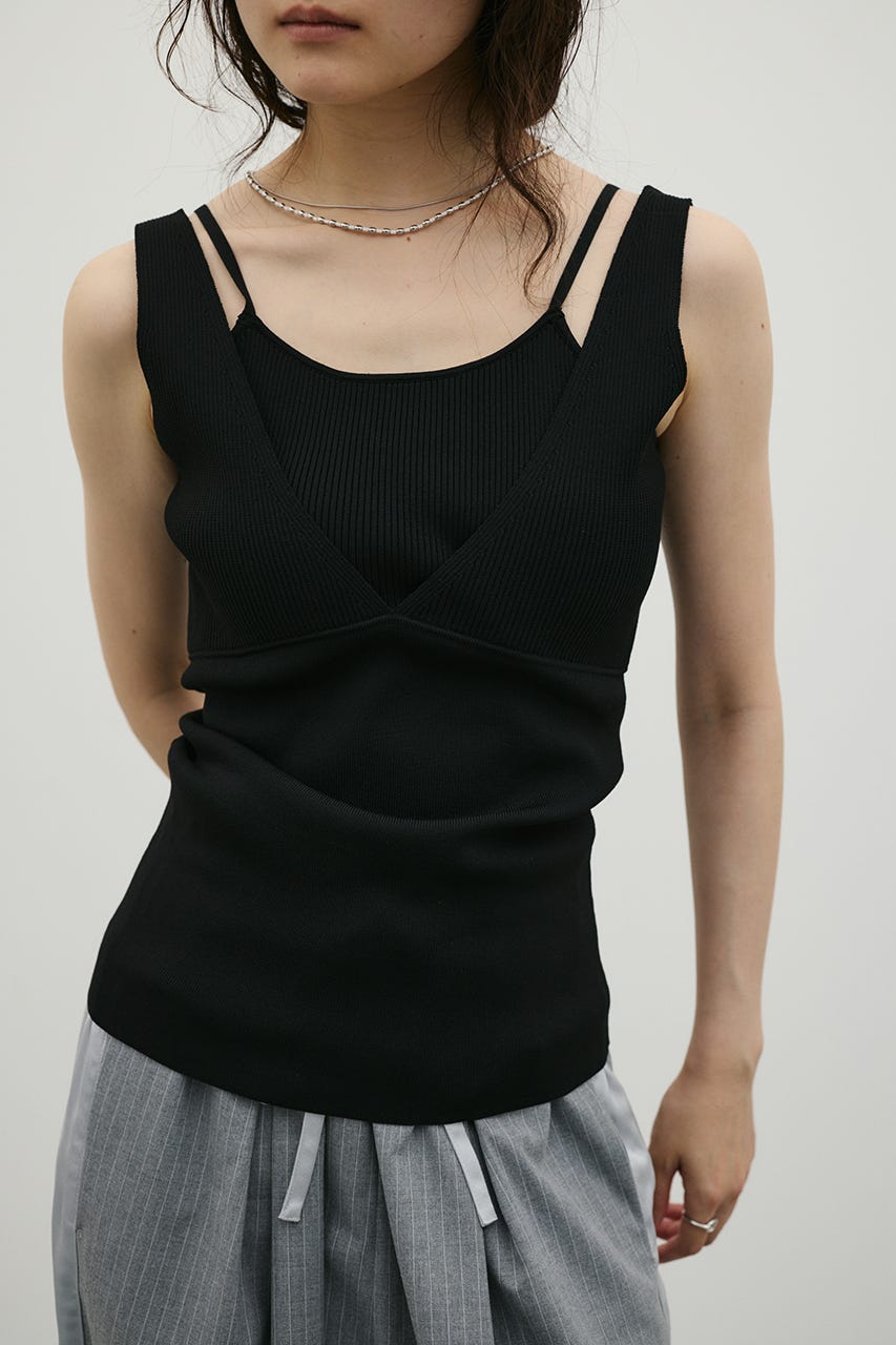 レイヤードニットキャミタンク BLK FREE