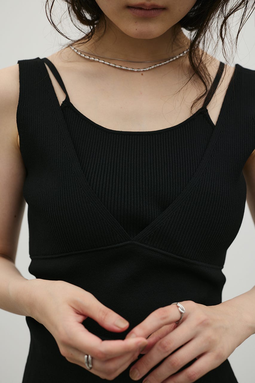 レイヤードニットキャミタンク BLK FREE