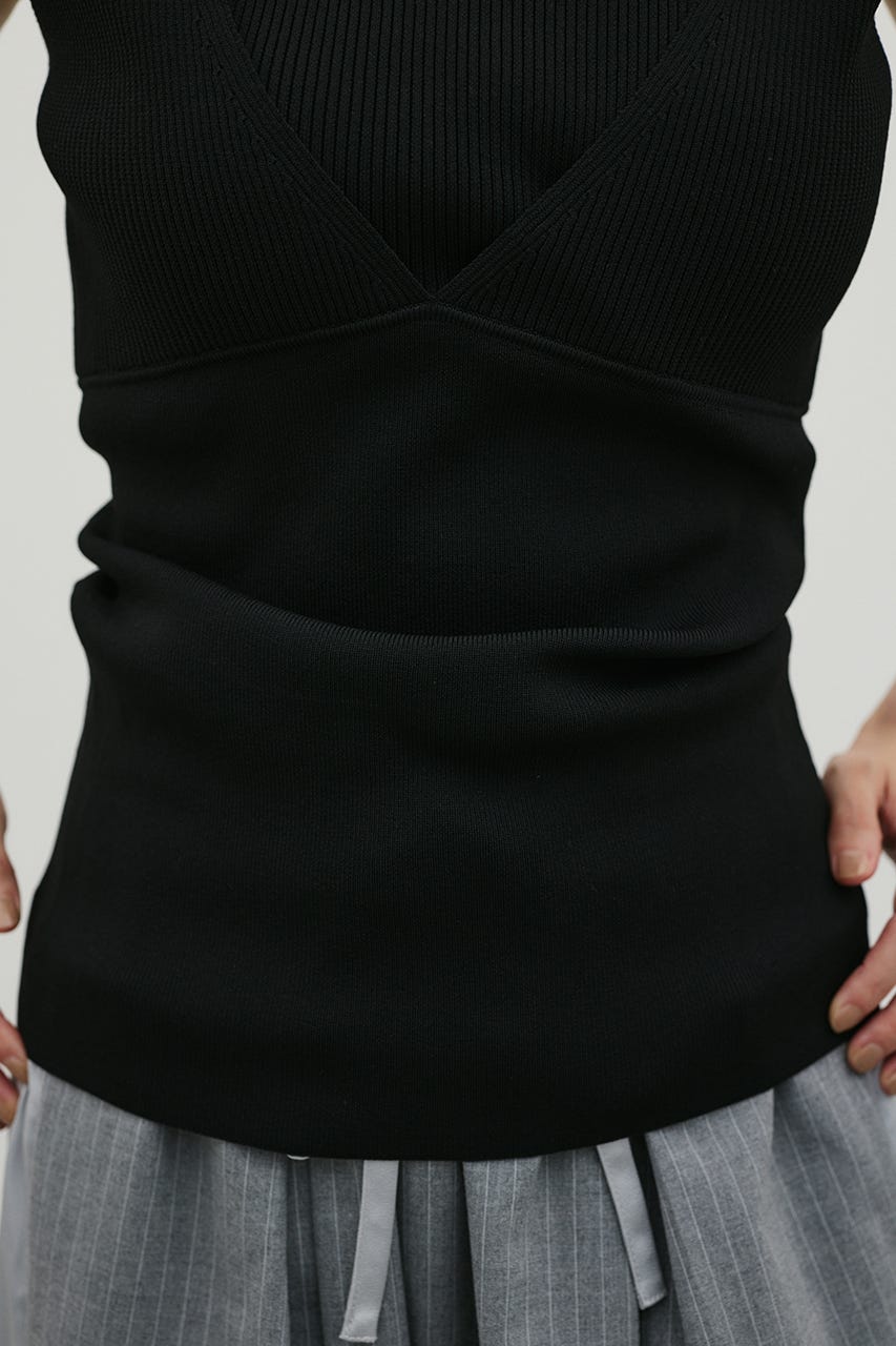 レイヤードニットキャミタンク BLK FREE