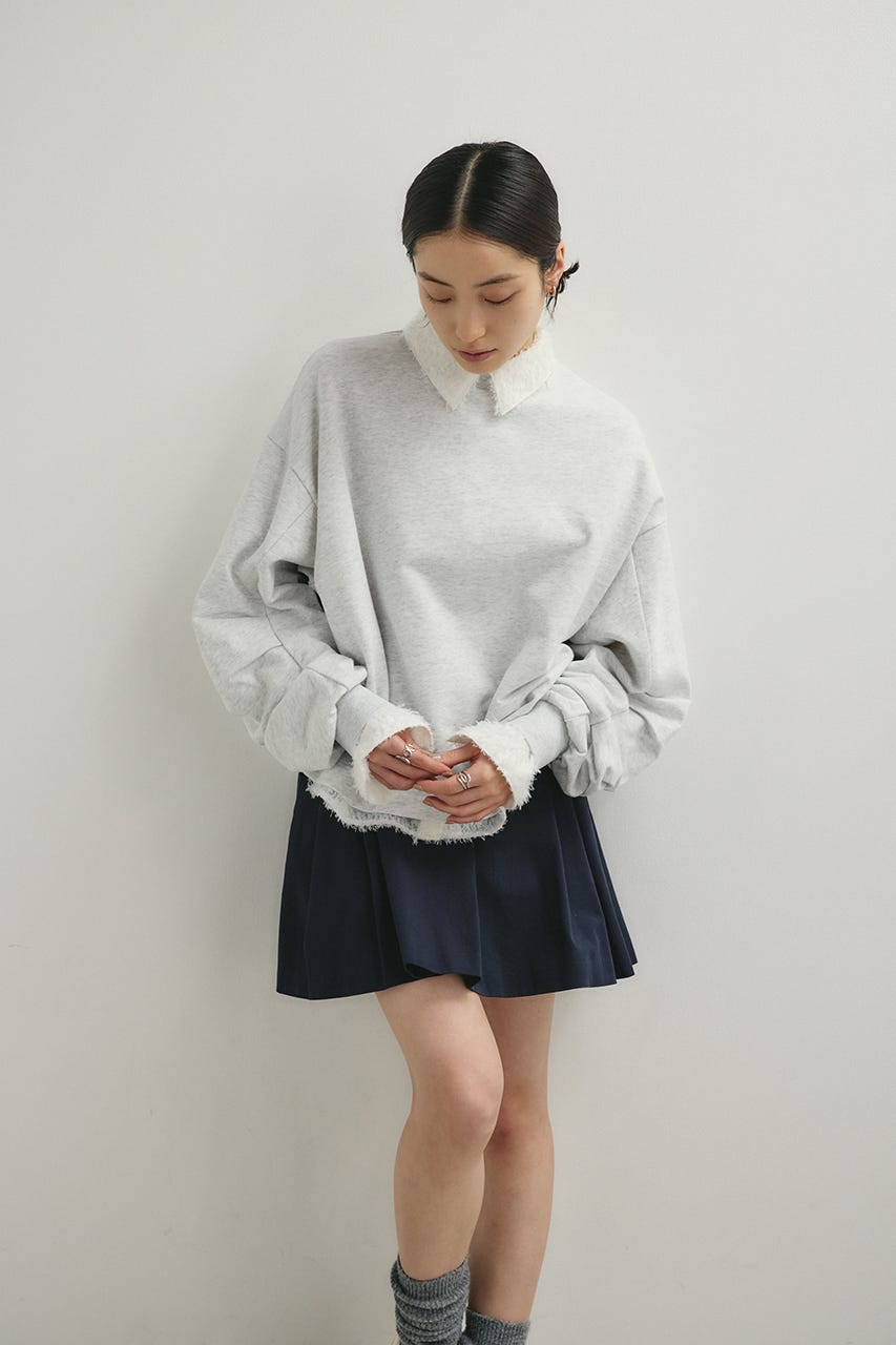 タックスリーブスウェットトップ L/GRY FREE