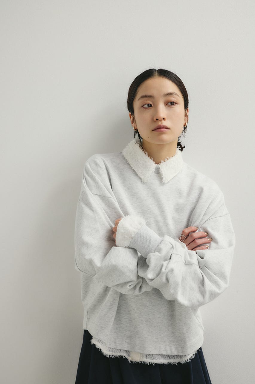 タックスリーブスウェットトップ L/GRY FREE