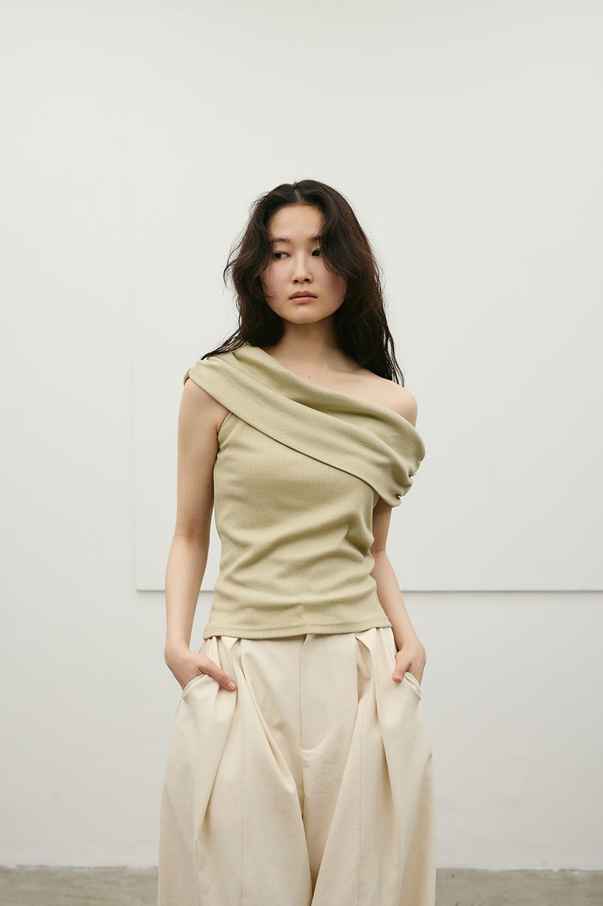 ギャザーオフショルトップ L/GRN FREE
