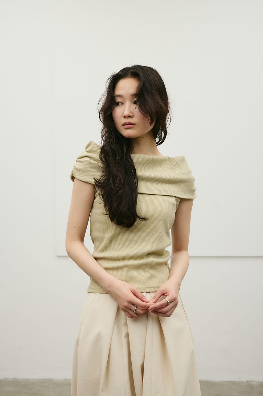 ギャザーオフショルトップ L/GRN FREE