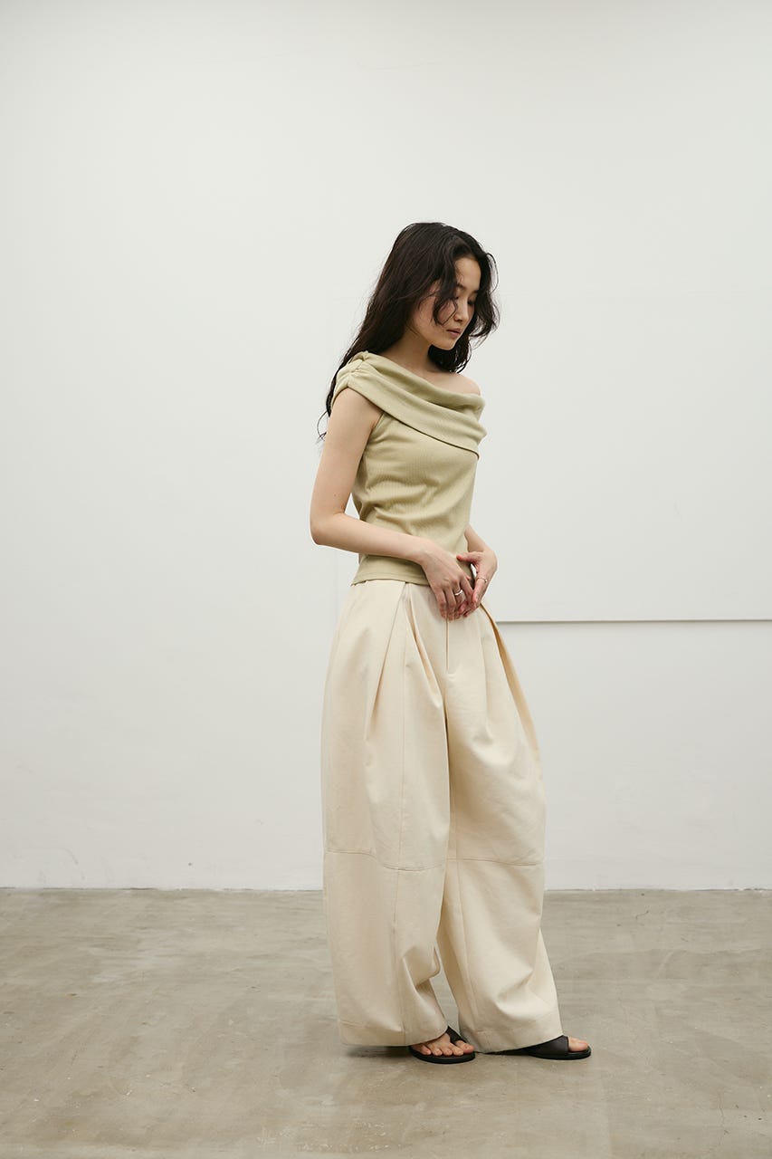 ギャザーオフショルトップ L/GRN FREE