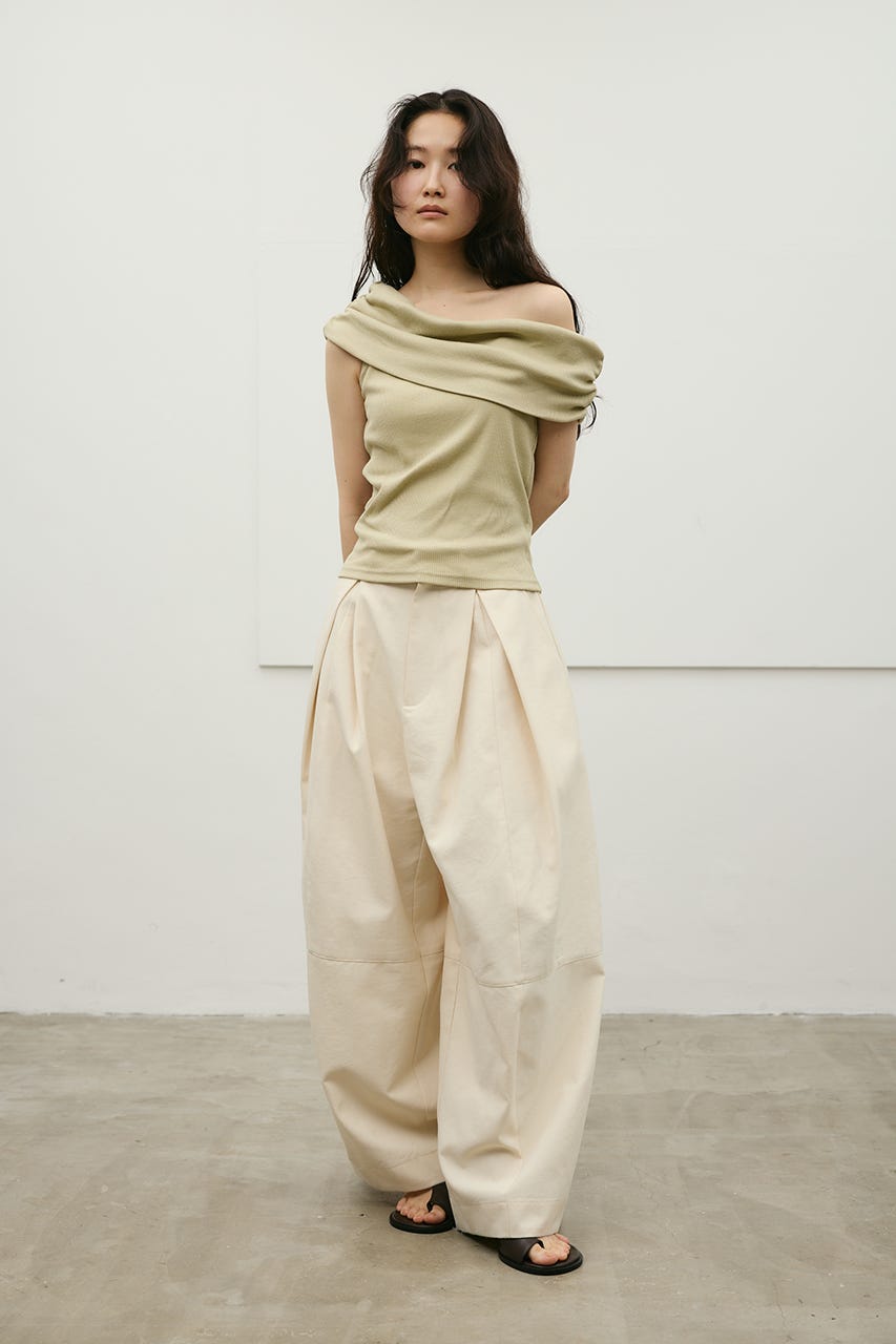 ギャザーオフショルトップ L/GRN FREE