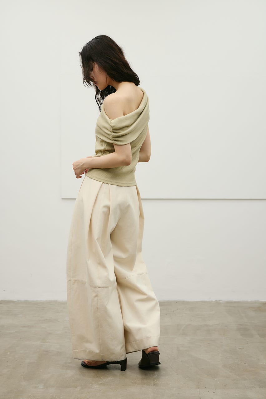 ギャザーオフショルトップ L/GRN FREE