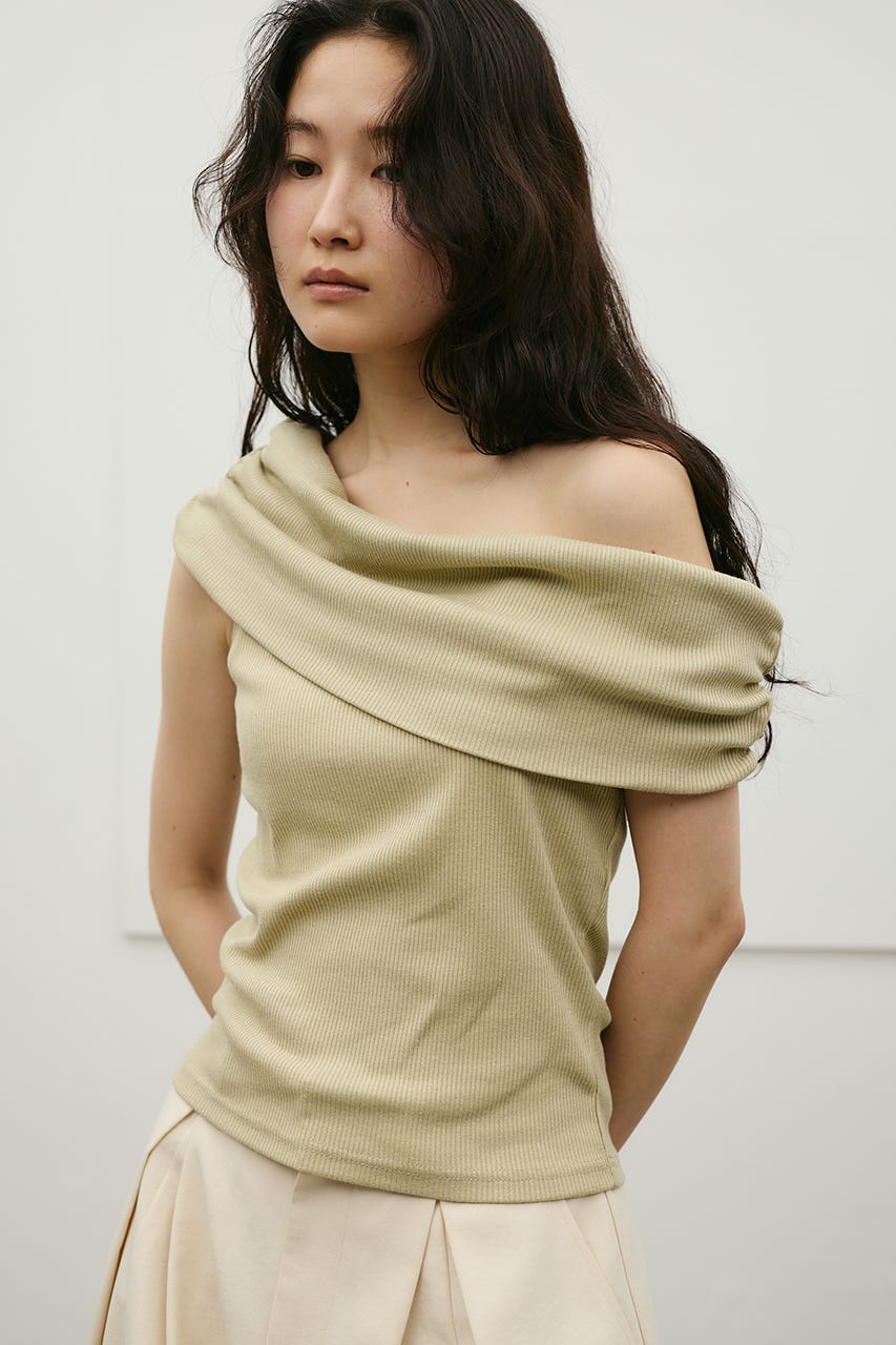 ギャザーオフショルトップ L/GRN FREE