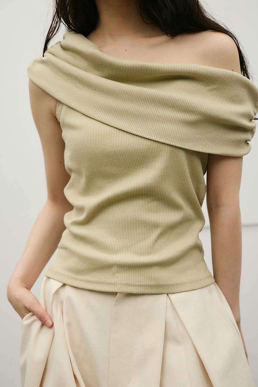 ギャザーオフショルトップ L/GRN FREE