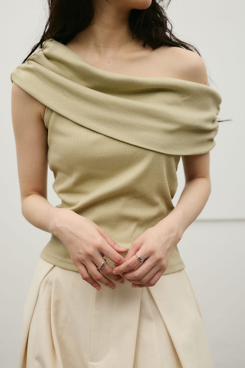 ギャザーオフショルトップ L/GRN FREE