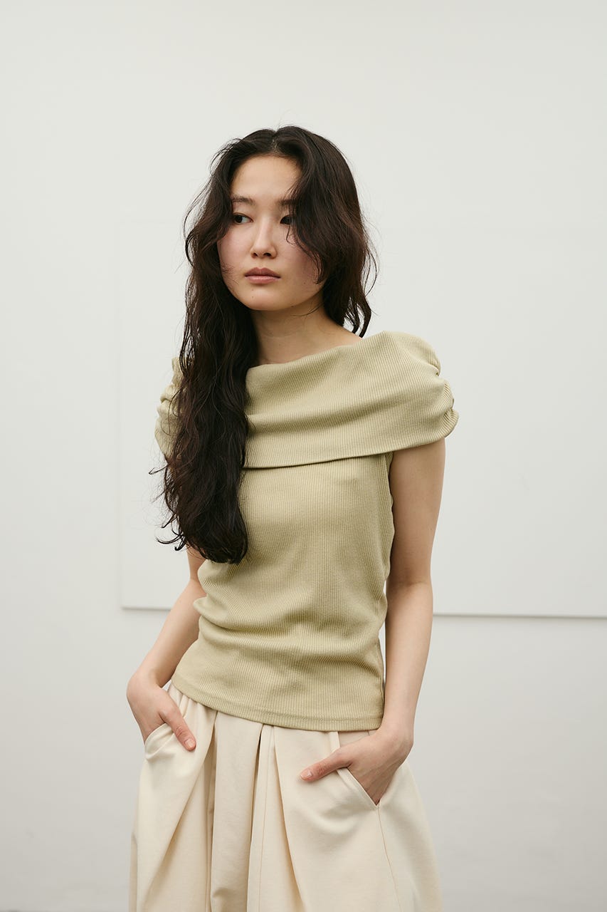 ギャザーオフショルトップ L/GRN FREE