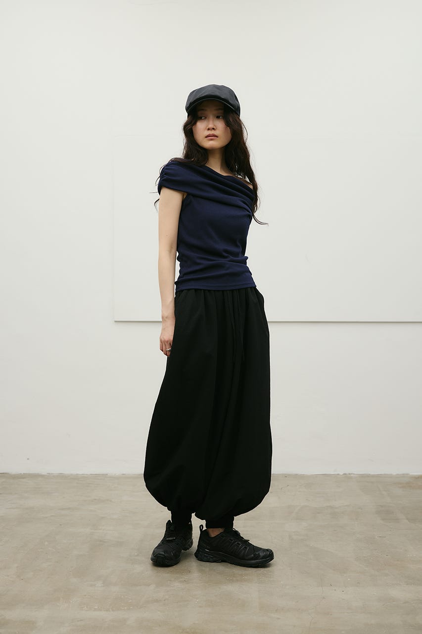 ギャザーオフショルトップ NVY FREE