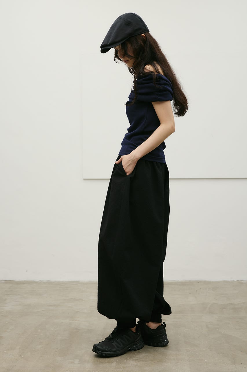 ギャザーオフショルトップ NVY FREE