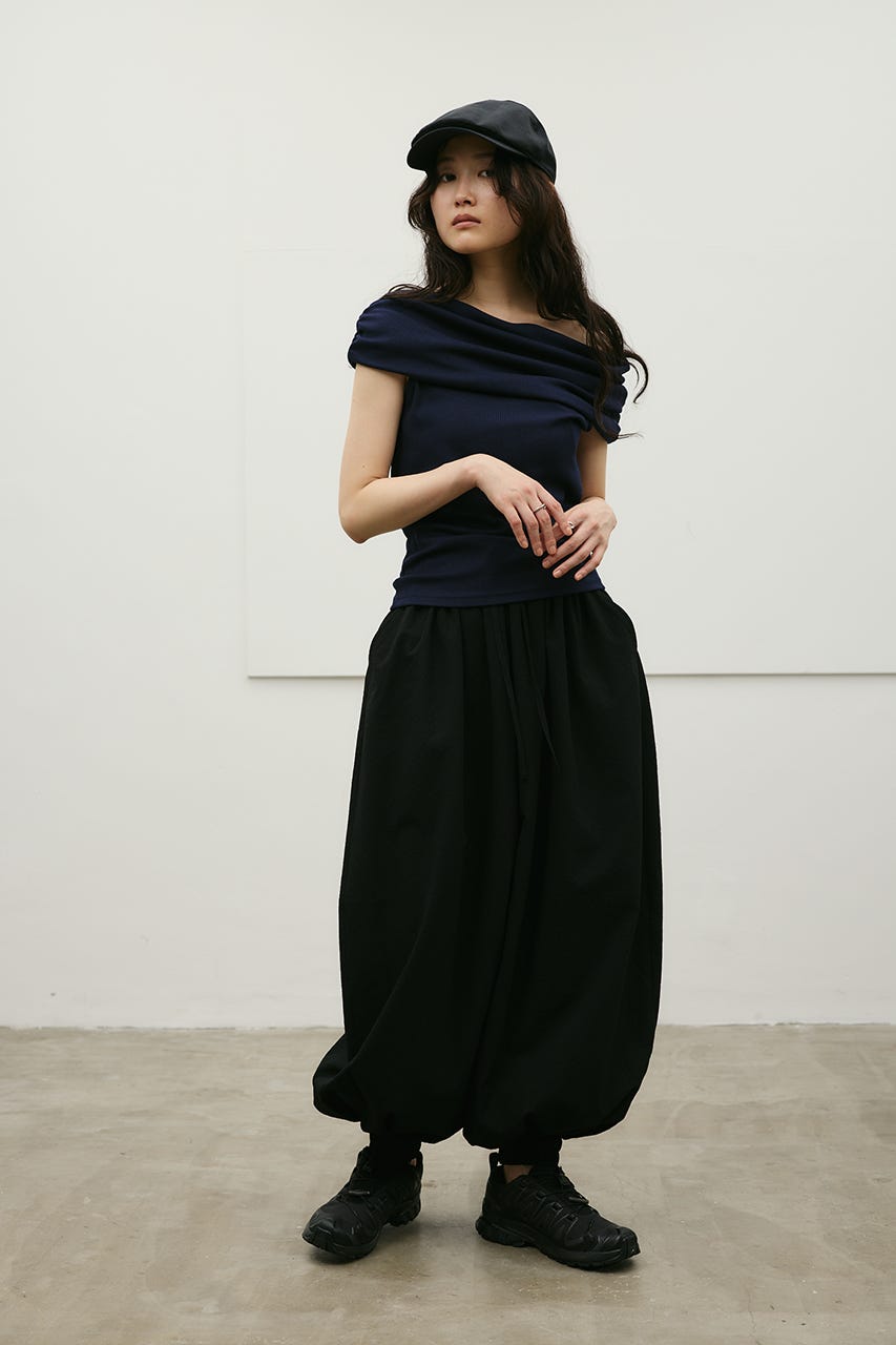 ギャザーオフショルトップ NVY FREE