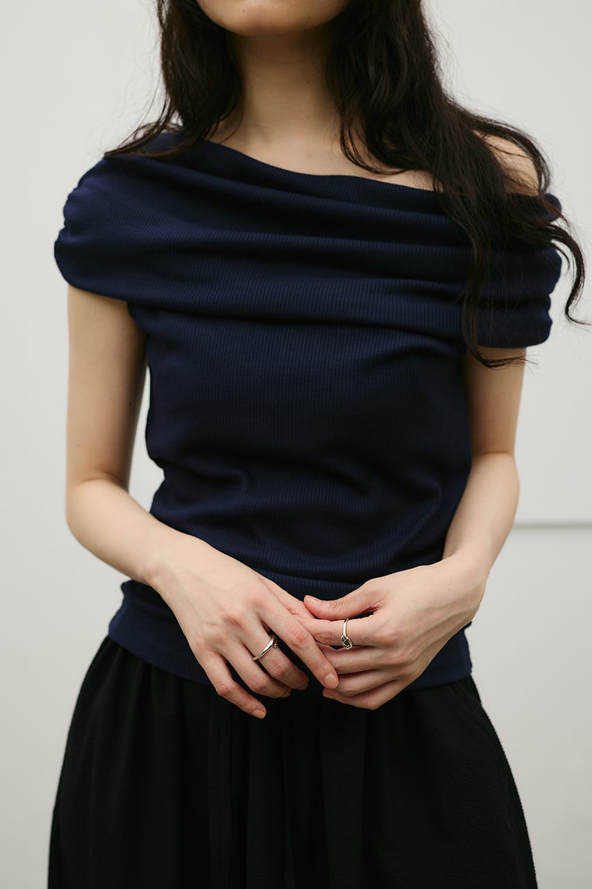 ギャザーオフショルトップ NVY FREE