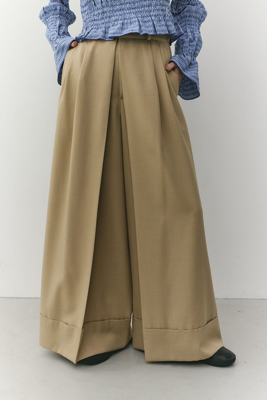 ディープタックワイドパンツ BEG M