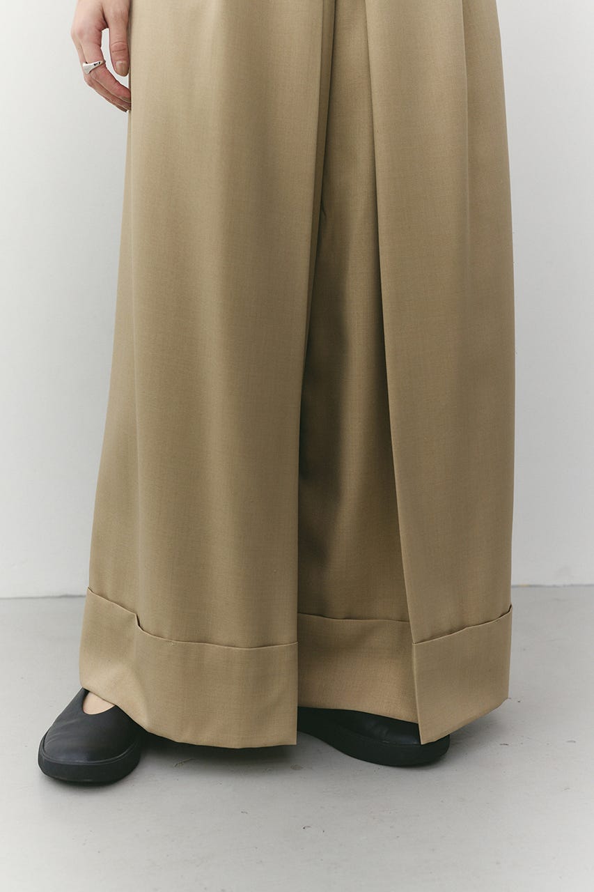 ディープタックワイドパンツ BEG M