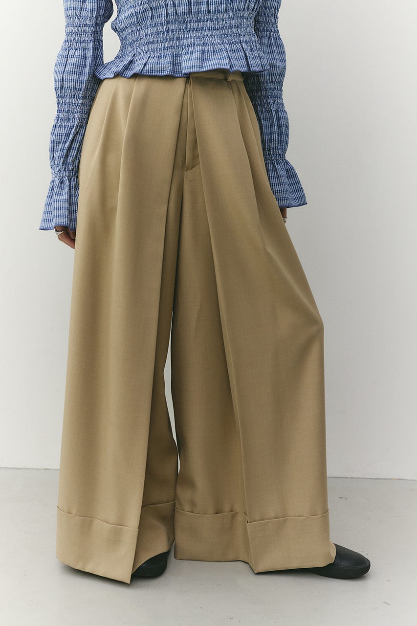 ディープタックワイドパンツ BEG M