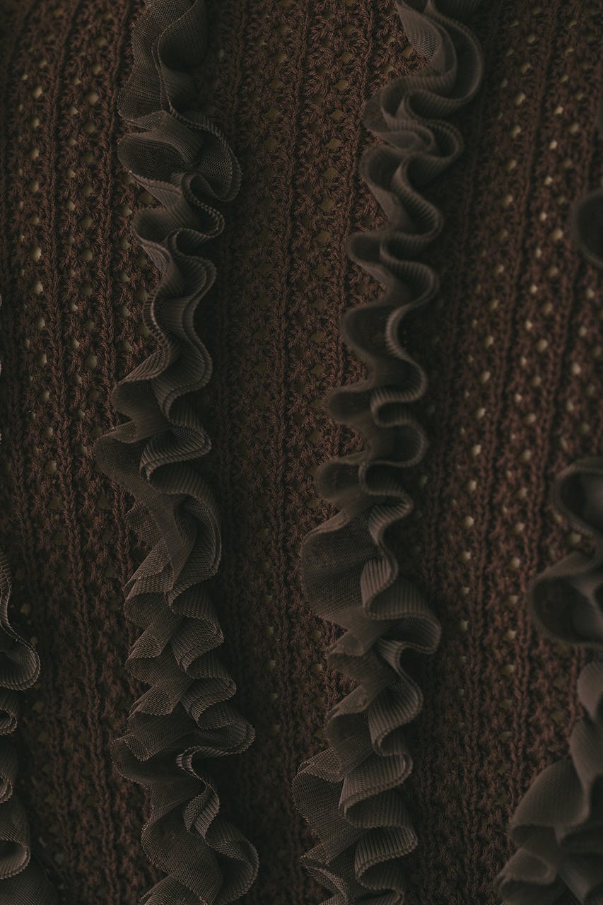 チュールフリルニットカーデ BRN FREE