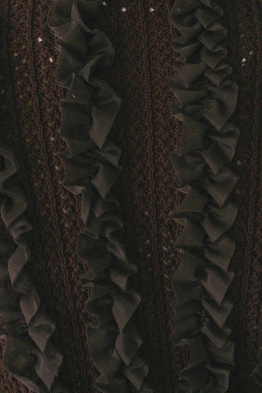 チュールフリルニットカーデ BRN FREE