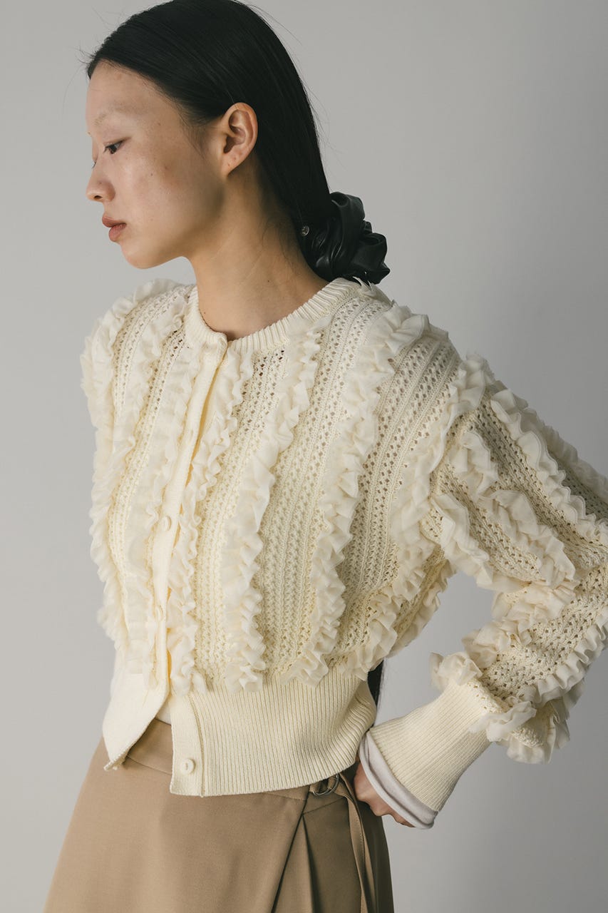 チュールフリルニットカーデ IVOY FREE