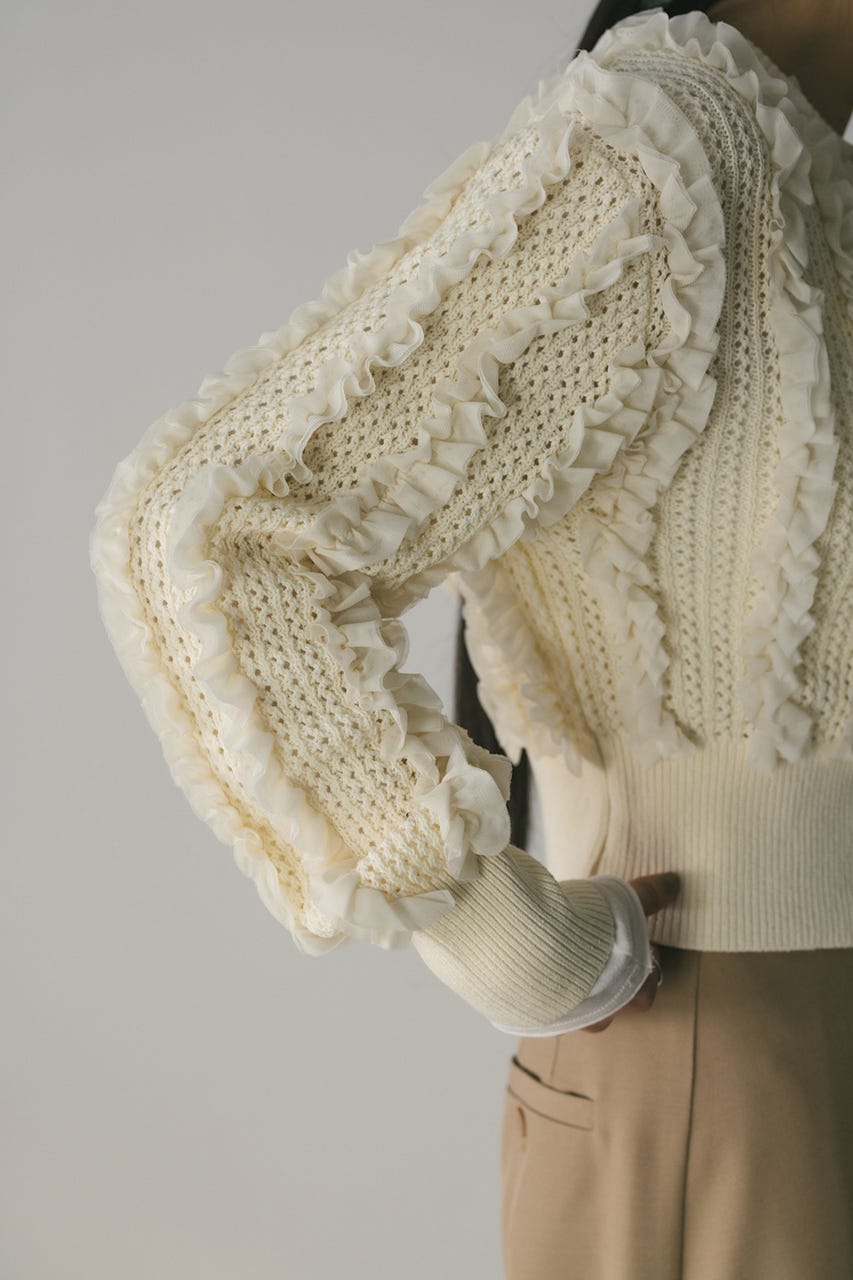 チュールフリルニットカーデ IVOY FREE