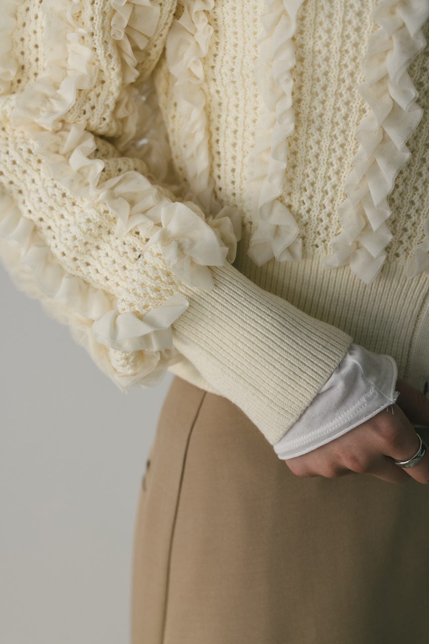 チュールフリルニットカーデ IVOY FREE
