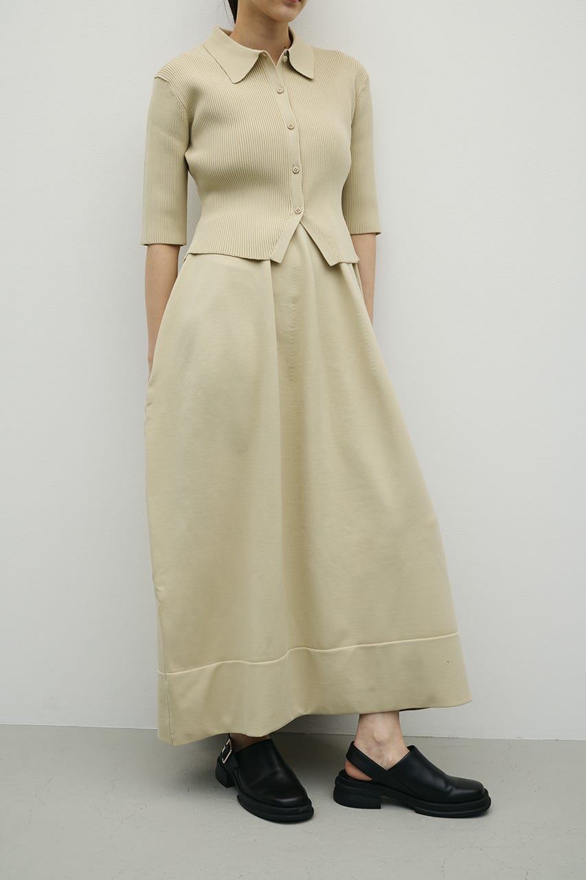 2ピースハーフスリーブポロニットワンピース BEG S